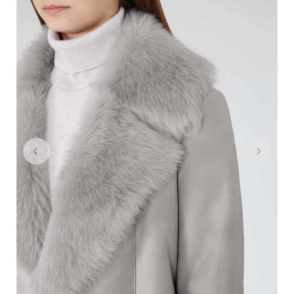 REISS Lonine Shearling Coat in Grey - Picture 5 of 14